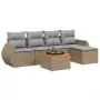 Set Divano da Giardino 6 pz con Cuscini Beige in Polyrattan