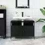 Mobile Lavabo Bagno Nero 60x30x60 cm in Legno Multistrato