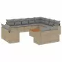 Set Divano da Giardino 13 pz con Cuscini Beige Misto Polyrattan