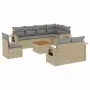 Set Divano da Giardino 9 pz con Cuscini Beige Misto Polyrattan