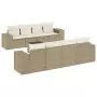 Set Divano da Giardino 9 pz con Cuscini Beige in Polyrattan