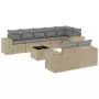 Set Divano da Giardino 9 pz con Cuscini Beige in Polyrattan