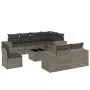 Set Divano da Giardino 9 pz con Cuscini Grigio in Polyrattan