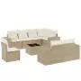 Set Divano da Giardino 9 pz con Cuscini Beige in Polyrattan