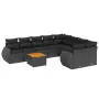 Set Divani da Giardino 9 pz con Cuscini Nero in Polyrattan