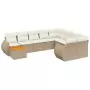 Set Divano da Giardino 10 pz con Cuscini Beige in Polyrattan