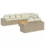 Set Divano da Giardino 9 pz con Cuscini Beige in Polyrattan