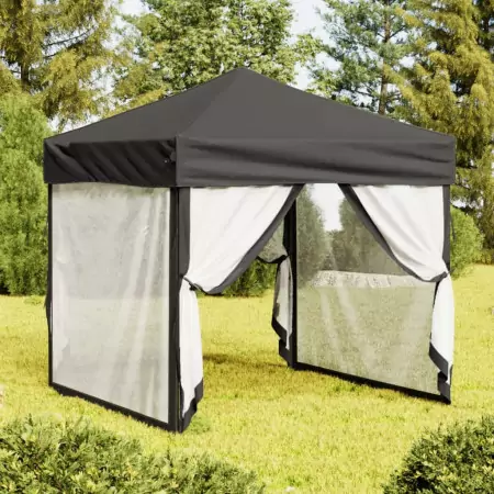 Tenda per Feste Pieghevole con Pareti Laterali Antracite 2x2 m