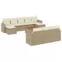 Set Divani da Giardino 11 pz con Cuscini Beige in Polyrattan