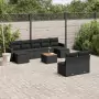 Set Divani da Giardino 10pz con Cuscini in Polyrattan Nero