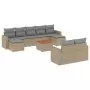 Set Divano da Giardino 10 pz con Cuscini Beige in Polyrattan