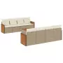 Set Divano da Giardino 9 pz con Cuscini Beige in Polyrattan