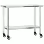 Tavolo Lavoro Cucina con Ripiano 110x55x120 cm Acciaio Inox