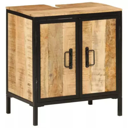 Mobile Lavabo da Bagno 55x35x60 cm Legno Massello Mango e Ferro