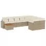 Set Divano da Giardino 10 pz con Cuscini Beige in Polyrattan