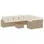 Set Divano da Giardino 10 pz con Cuscini Beige in Polyrattan