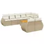 Set Divano da Giardino 9 pz con Cuscini Beige in Polyrattan