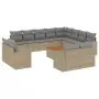 Set Divano da Giardino 13 pz con Cuscini Beige in Polyrattan