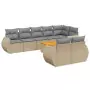 Set Divano da Giardino 9 pz con Cuscini Beige in Polyrattan