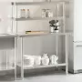 Tavolo Lavoro Cucina con Ripiano 110x55x150 cm Acciaio Inox