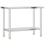 Tavolo Lavoro Cucina con Ripiano 110x55x150 cm Acciaio Inox