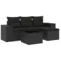 Set Divani da Giardino 5 pz con Cuscini in Polyrattan Nero