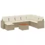 Set Divano da Giardino 9 pz con Cuscini Beige in Polyrattan