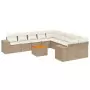 Set Divani da Giardino 11 pz con Cuscini Beige in Polyrattan