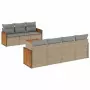 Set Divano da Giardino 8 pz con Cuscini Beige in Polyrattan