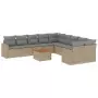 Set Divani da Giardino 11 pz con Cuscini Beige in Polyrattan