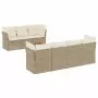 Set Divano da Giardino 6 pz con Cuscini Beige in Polyrattan