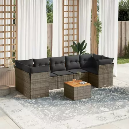 Set Divano da Giardino 6 pz con Cuscini Grigio in Polyrattan