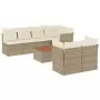 Set Divano da Giardino 6 pz con Cuscini Beige in Polyrattan