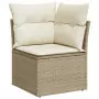 Set Divano da Giardino 6 pz con Cuscini Beige in Polyrattan