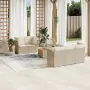 Set Divano da Giardino 6 pz con Cuscini Beige in Polyrattan