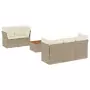 Set Divano da Giardino 6 pz con Cuscini Beige in Polyrattan