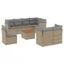 Set Divano da Giardino 9 pz con Cuscini Beige Misto Polyrattan