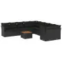 Set Divani da Giardino 11 pz con Cuscini in Polyrattan Nero