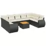 Set Divani da Giardino 10pz con Cuscini in Polyrattan Nero