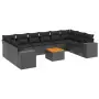 Set Divani da Giardino 11 pz con Cuscini in Polyrattan Nero