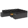 Set Divani da Giardino 11 pz con Cuscini in Polyrattan Nero