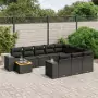 Set Divani da Giardino 11 pz con Cuscini in Polyrattan Nero