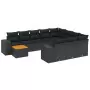 Set Divani da Giardino 11 pz con Cuscini in Polyrattan Nero