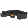 Set Divani da Giardino 11 pz con Cuscini in Polyrattan Nero