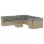 Set Divano da Giardino 11 pz con Cuscini Beige Misto Polyrattan