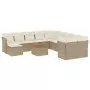 Set Divani da Giardino 12 pz con Cuscini Beige in Polyrattan