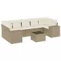 Set Divano da Giardino 8 pz con Cuscini Beige in Polyrattan