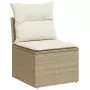 Set Divano da Giardino 8 pz con Cuscini Beige in Polyrattan