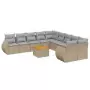 Set Divani da Giardino 11 pz con Cuscini Beige in Polyrattan