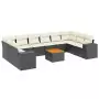 Set Divani da Giardino 11 pz con Cuscini in Polyrattan Nero